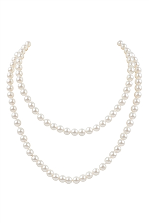 S25-8-1-WCN1073 - 2 LINE PEARL BEADS SHORT NECKLACE-CREAM/6PCS
