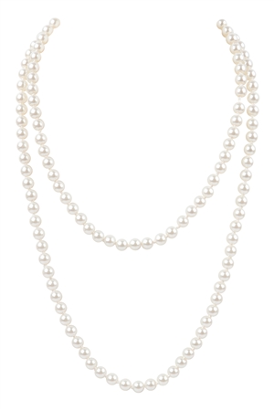 S20-11-2-WCN1074 - 2 LINE PEARL BEADS NECKLACE-CREAM/6PCS