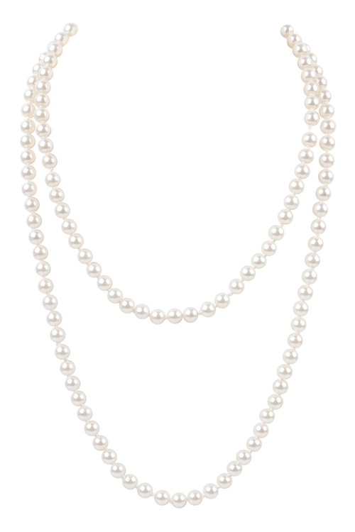 S20-11-2-WCN1074 - 2 LINE PEARL BEADS NECKLACE-CREAM/6PCS