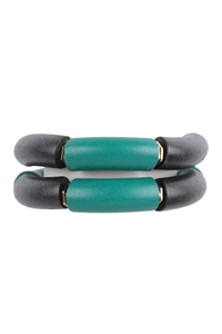 S21-3-2-WFB1005EM - TUBULAR BEADS MULTI BRACELET SET-EMERALD/6PCS (NOW $1.50 ONLY!)