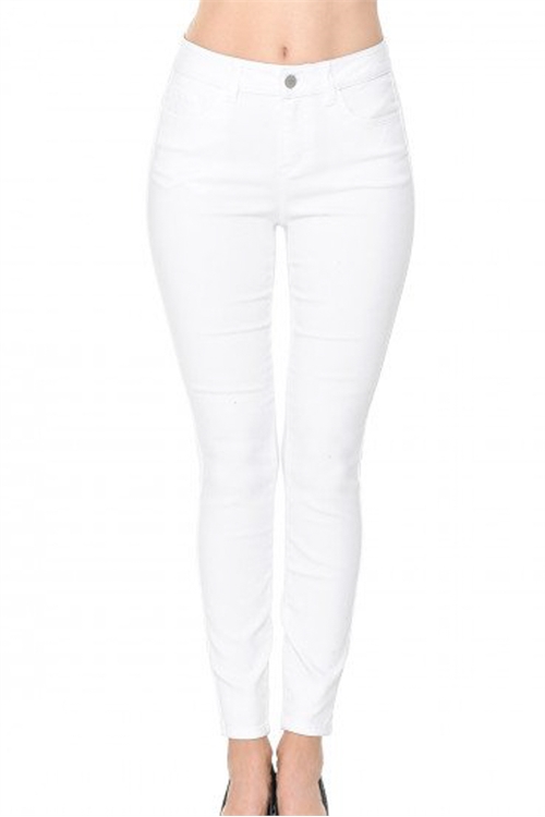S33-1-1-WJ-90168-WT - PUSH-UP HIGH-RISE COLORED TWILL PANTS- WHITE 1-1-2-2-3-2-2-2