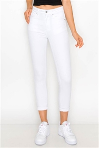 S33-1-1-WJ-90239-WH - REPREVE SUSTAINABLE ROLLED CUFF CAPRI- WHITE-1-1-2-2-3-2-2-2