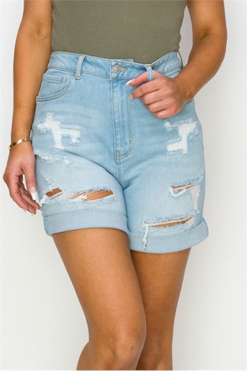 S33-1-1-WJ-90265-LT - AUTHENTIC RELAXED MOM SHORTS CUFFED- LIGHT 2-2-2