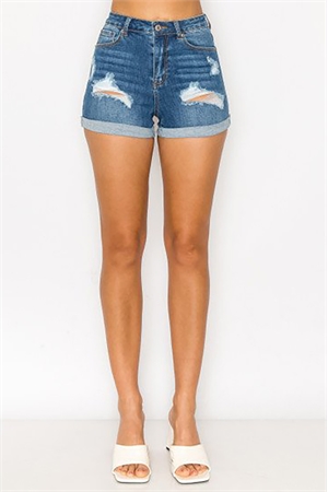 S33-1-1-WJ-90320-MD - DISTRESSED SHORTS WITH ROLLED CUFFS- MEDIUM 2-2-2