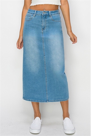 S15-2-1-WJ-90345-LT - BASIC MAXI SKIRT W/BACK SLIT- LIGHT 2-2-2