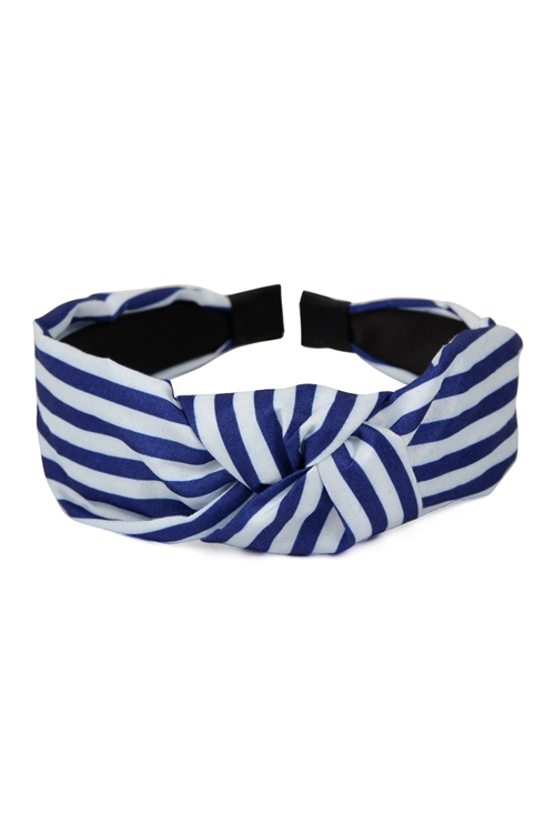 S2-6-1-XHA5490BL- STRIPED CLOTHED HAIR BAND-BLUE/6PCS