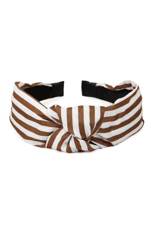 S2-6-1-XHA5490BR- STRIPED CLOTHED HAIR BAND-BROWN/6PCS