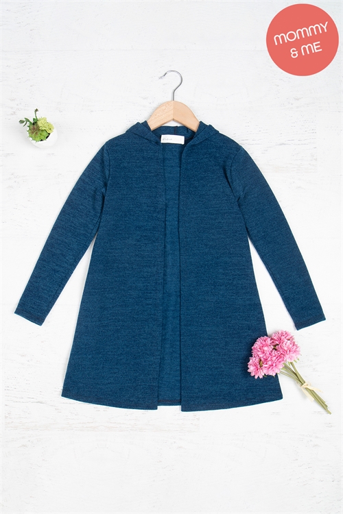 S5-9-4-YMC30001TK-NWTL-1 - LONG SLEEVE OPEN FRONT HOODIE CARDIGAN- NEW TEAL 2-2-1-3-0-0-0-0