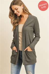 S14-10-1-YMC30002V-CHL2T - COZY WAFFLE POCKET CARDIGAN- CHARCOAL 2TONE 1-1-1-1