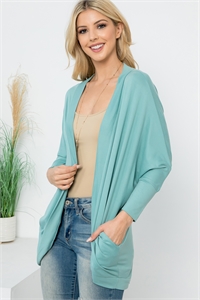 S9-12-2-YMC30006V-ALOE - SOLID DOLMAN SLEEVE OPEN CARDIGAN WITH SIDE POCKET- ALOE 1-1-1-1