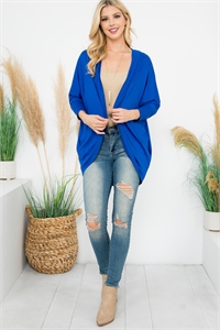 S10-14-3-YMC30006V-BLRYL - SOLID DOLMAN SLEEVE OPEN CARDIGAN WITH SIDE POCKET- BLUE ROYAL 1-1-1-1