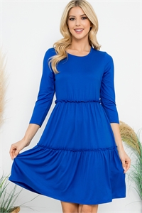 S11-12-2-YMD10006V-BLRYL - LONG SLEEVE MERROW DETAIL DRESS- BLUE ROYAL 1-1-1-1