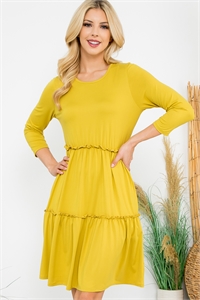 S6-7-2-YMD10006V-DJ - LONG SLEEVE MERROW DETAIL DRESS- DIJON 1-1-1-1