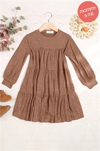 S8-5-3-YMD10064TKV-LTT - PUFF LONG SLEEVE TIERED HACCI BRUSHED DRESS- LATTE 1-1-1-1-1-1-1-1