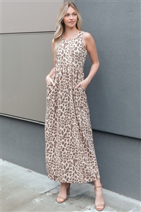 S12-10-1-YMD10124V-STN - ANIMAL PRINT SLEEVELESS MAXI DRESS- STONE 1-2-2-1