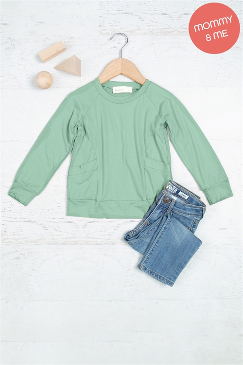 S10-20-3-YMT20003TK-MLTRGN - KIDS SOLID LONG SLEEVE ROUND NECK TOP- MILITARY GREEN 1-1-1-1-1-1-1-1