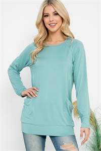 S16-1-1-YMT20003V-ALOE - SOLID LONG SLEEVE FRONT POCKET TOP- ALOE 1-1-1-1