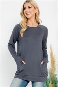 S15-5-2-YMT20003V-GYDK - SOLID LONG SLEEVE FRONT POCKET TOP- GREY DARK 1-1-1-1