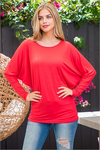 SA3-4-3-YMT20007V-RD - SOLID LONG DOLMAN SLEEVE TUNNEL DETAIL TOP- RED 1-1-1-1