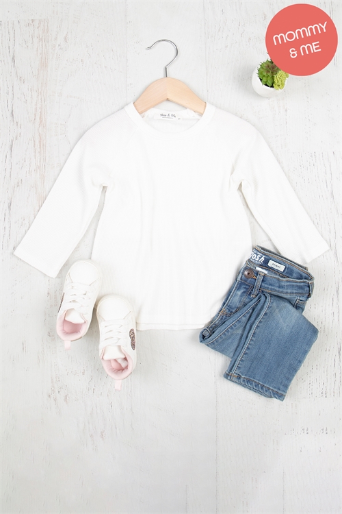 S14-7-4-YMT20008TK-OFW - KIDS THERMAL KNIT QUARTER SLEEVE TOP- OFF WHITE 1-1-1-1-1-1-1-1