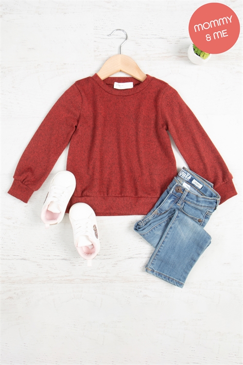 S6-9-4-YMT20015TK-MAR-1 - KIDS LONG SLEEVE ROUND NECK PULLOVER TOP- MARSALA 2-2-2-2-0-0-0-0