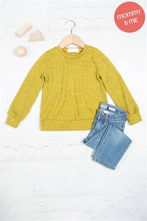 S16-9-5-YMT20015TK-MU-1 - KIDS LONG SLEEVE ROUND NECK PULLOVER TOP- MUSTARD 0-0-0-1-1-0-0-1