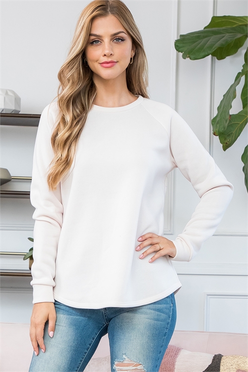 S12-4-4-YMT20024-FDSND-1 - FLEECED LONG SLEEVE FRENCH TERRY PULLOVER TOP- FADED SAND 0-3-0-0