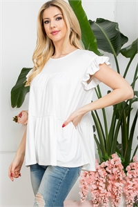 S12-11-3-YMT20039V-IV - TIERED RUFFLE SOLID SWING TOP- IVORY 1-2-2-2