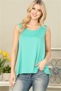 S7-9-3-YMT20065-AQ - SOLID SLEEVELESS RACERBACK TOP - AQUA 1-2-2-2