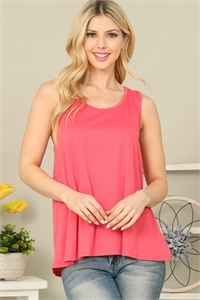 S7-10-2-YMT20065-CRL - SOLID SLEEVELESS RACERBACK  TOP - CORAL 1-2-2-2
