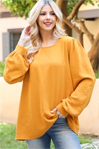 S11-2-2-YMT20095V-MU - PUFF LONG SLEEVE SOLID TOP- MUSTARD 1-1-1-1