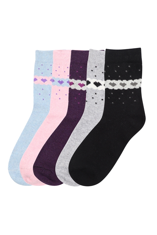 S20-2-3-Z-72517- ASSORTED COLOR HEART PRINTED WOMEN SOCKS/12PAIRS