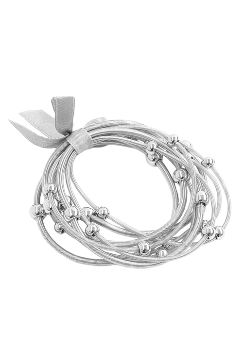 S6-4-2-ZB0095RDRD - SPRINGWIRE CCB ELASTIC BRACELET - SILVER/6PCS