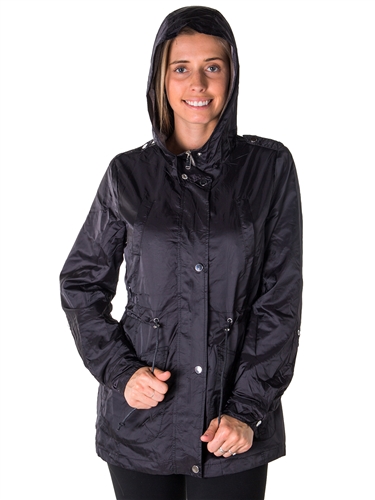 Ladies Plus Size Zip Up Light Weight Nylon Anorak Jacket, Waterproof, Jersey Lined Hood, Roll Up Sleeve & Waistband String By Special One