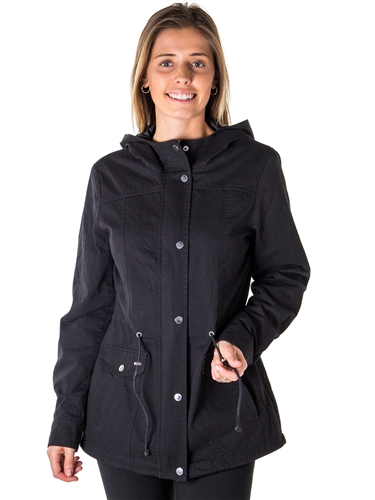 Ladies Zip Up Anorak Hooded Jacket, Roll Up Sleeve, Waistband String, 2 Front Pockets & Piping Front and back By Special One