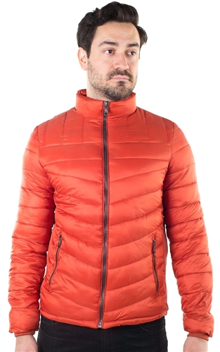 Men's Quilted Puffer Jacket with Faux Fur Body Lining and Stretchable Side Gathering