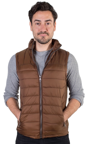 Men's Quilted Vest with Faux Fur Body Lining and Stretchable Side Gathering