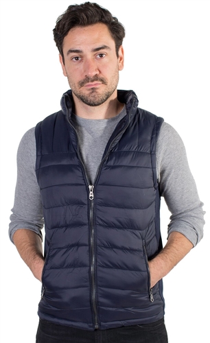 Men's Quilted Vest with Faux Fur Body Lining and Stretchable Side Gathering