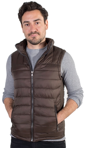 Men's Quilted Vest with Faux Fur Body Lining and Stretchable Side Gathering