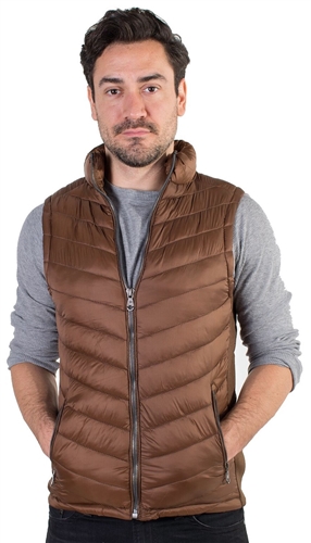 Men's Quilted Vest with Faux Fur Body Lining and Stretchable Side Gathering