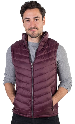 Men's Quilted Vest with Faux Fur Body Lining and Stretchable Side Gathering