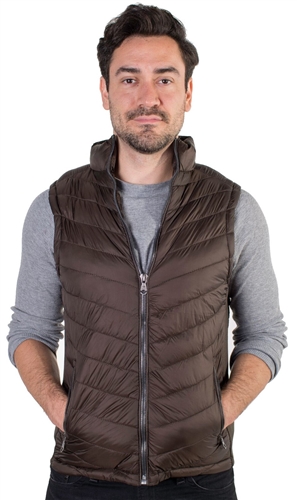 Men's Quilted Vest with Faux Fur Body Lining and Stretchable Side Gathering