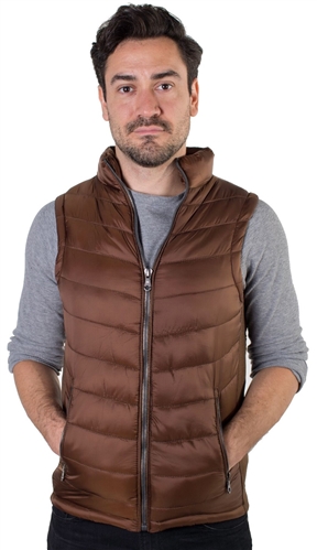 Men's Quilted Vest with Faux Fur Body Lining and Stretchable Side Gathering