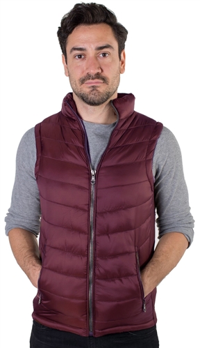 Men's Quilted Vest with Faux Fur Body Lining and Stretchable Side Gathering