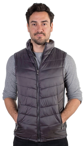 Men's Quilted Vest with Faux Fur Body Lining and Stretchable Side Gathering