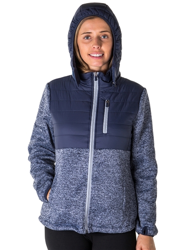 Ladies Zip Up Faux Fur Lined Jacket w/ Removable Double Hood, and 2 Front Pockets By Special One