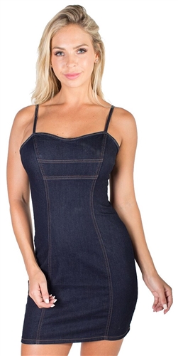 Ladies Bustier Inspired Fitted Denim Dress