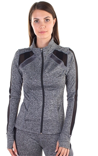 Women's Active Jacket with Mesh and Blocking Contrast Effect