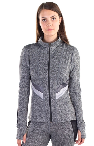 Women's Active Jacket with Mesh and Blocking Contrast Effect