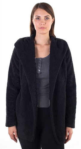 Ladies Teddy Faux Shearling Hooded Jacket